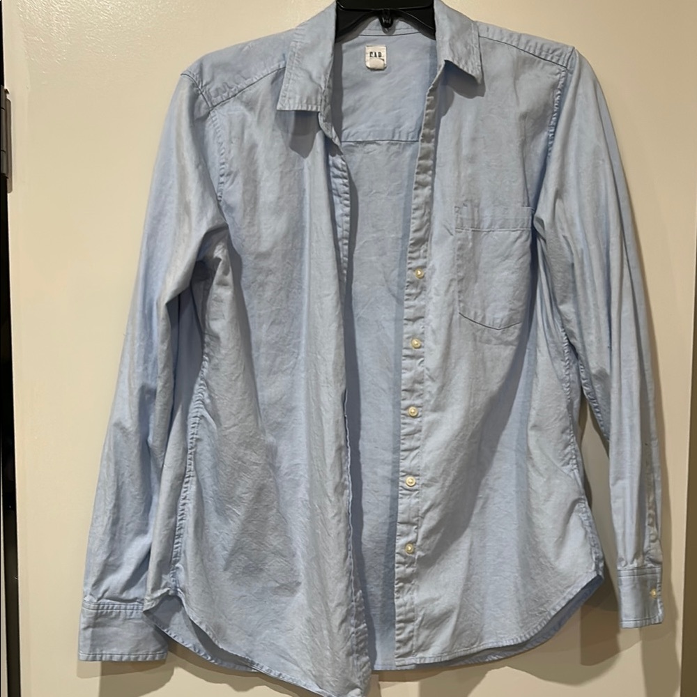 Gap Light Blue Women’s Button Up Dress Shirt, Size L